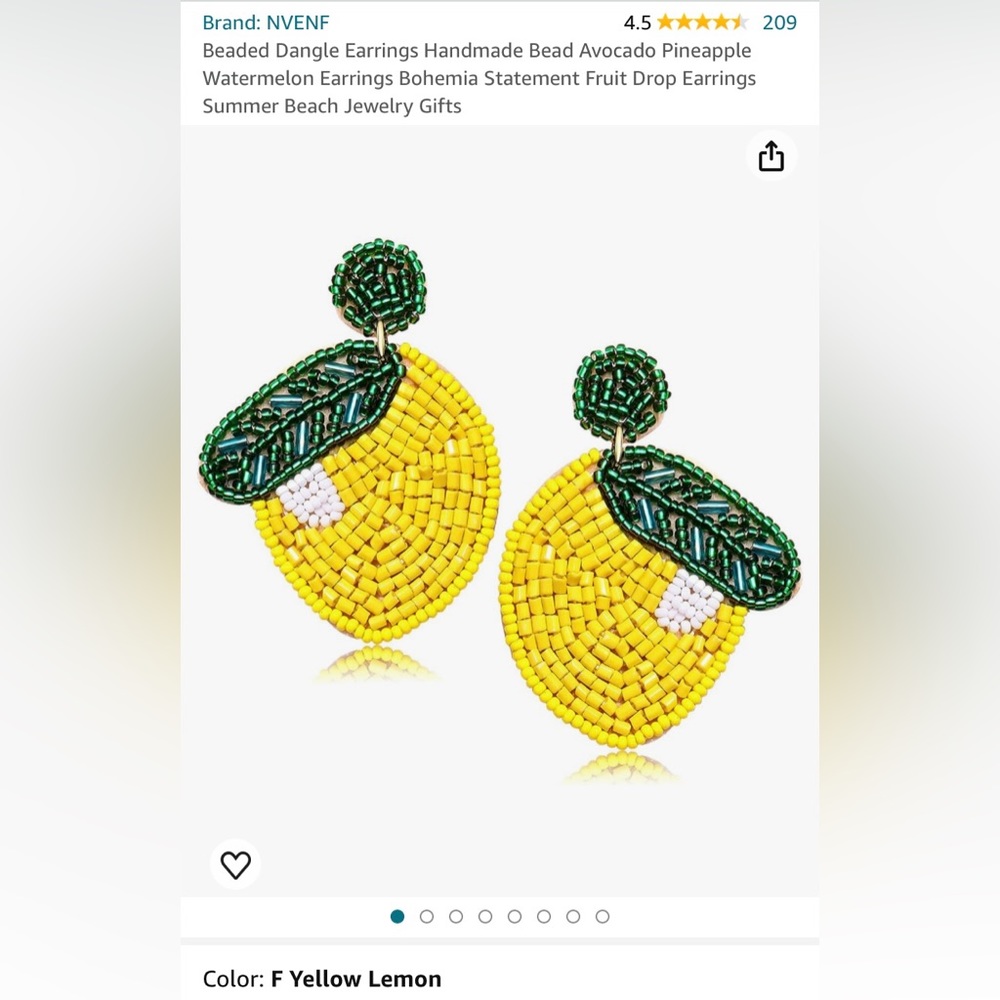 Beaded Dangle Earrings - Lemon Fruit
